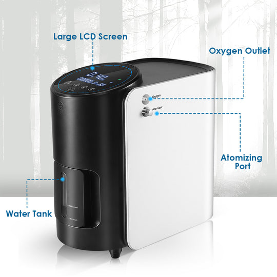 1-7L/min Adjustable Oxygen Concentrator for Home 101W+1pc Filter Sponge