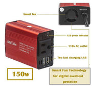 150W Car Power Inverter DC 12V to 110V AC Car Converter with 3.1A Dual USB Car Adapter-Red-TTLIFE OXYGEN CONCENTRATOR